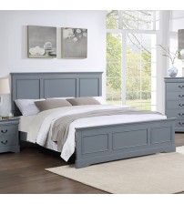 Spencer Gray Solid Wood Bed frame with Headboard & Footboard and 4 Slats support in Multiple Sizes